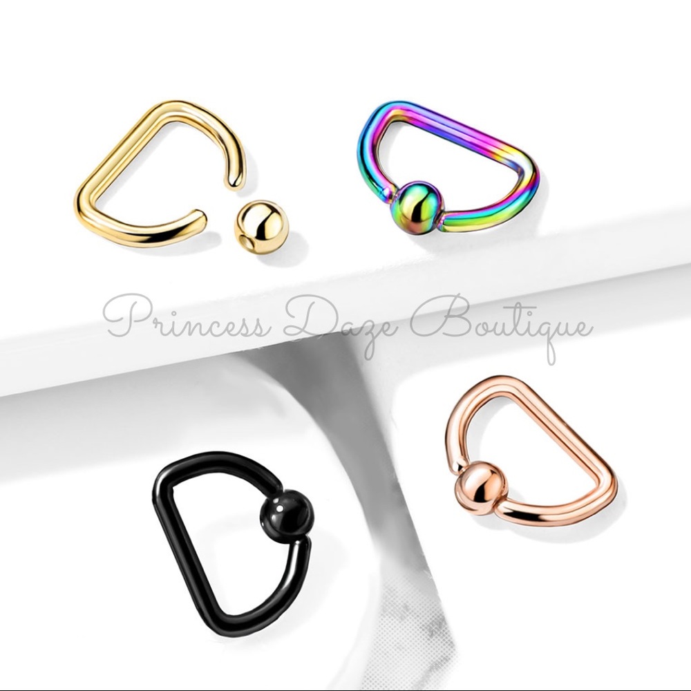 D Shape Captive Bead Hoop Ear Cartilage Tragus Nose Septum Nipple Piercings